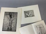 trois dessins en noir et blanc représentant un homme et une femme