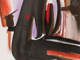 une aquarelle représentant une chaise noire et rouge