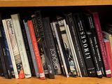 a book shelf with a lot of books on it