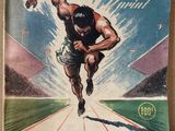 a book with an image of a man running on a track