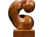 an image of a wooden sculpture of the letter s