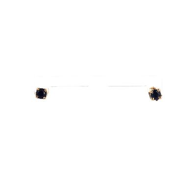 pair of black diamond stud earrings in 14k yellow gold
