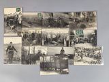 plusieurs vieilles photographies en noir et blanc représentant des personnes et des animaux dans un champ