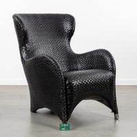 Fauteuil ou chaise longue du milieu du siècle, en cuir noir … (photo 2)