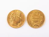 two gold sovereigns, one of which has a bust and the other of which is a bust