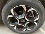 a close up of a tire on a vehicle