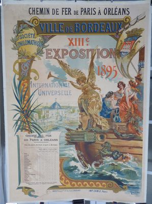 affiche représentant un bateau avec une statue à l'avant