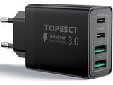 a black charger with two usb ports attached to it