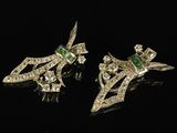 pair of art deco diamond and emerald earrings