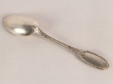 a spoon that is sitting on a white surface