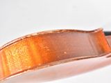 a close up of a violin that is on a white surface