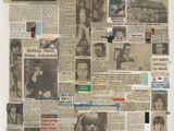 an old newspaper page with a bunch of pictures of people