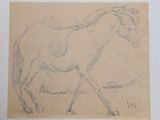 a drawing of a horse that is walking on the ground