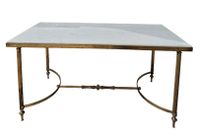 Table basse piètement laiton, acc 87 x 42 x 45cm