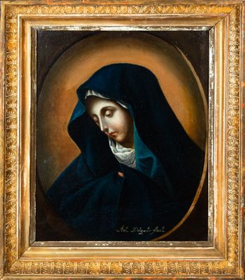 a painting of a woman in a blue robe