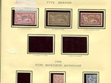 une vieille photo montrant une collection de timbres de différents types