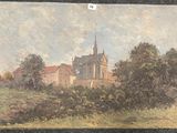 une image représentant un tableau d'une église dans un champ