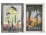 pair of posters depicting a woman in a yellow robe and a man in a yellow robe