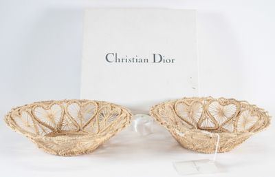 christian dior wicker bowl set of 2