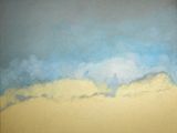 une peinture représentant un ciel avec des nuages en arrière-plan
