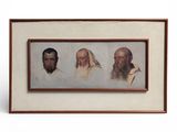 un tableau représentant trois hommes barbus et une femme
