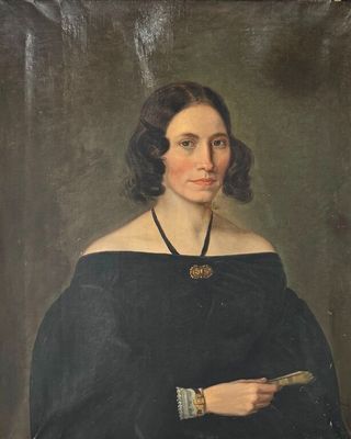 Ecole XIXe. Portrait d'une élégante. - Photo 1