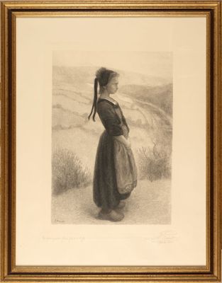 an image of a drawing of a woman standing in a field