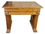 an image of a wooden desk with two drawers on top of it