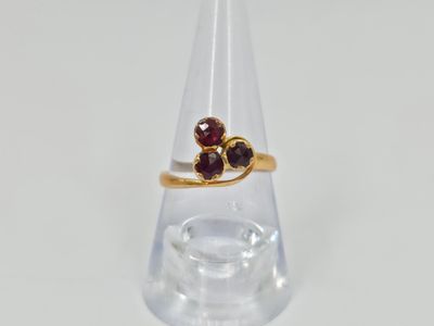 Alliance Américaine Art Déco En Or 18k Avec Petits Rubis Ronds - Circa 1950 - Taille 50