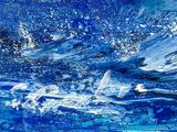 a painting of a wave coming in to the ocean