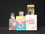 beaucoup de jeux posés ensemble sur la table