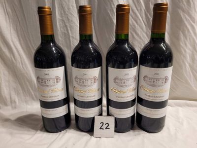 4 bouteilles CHÂTEAU VALOUX 2001 PESSAC-LEOGNAN.