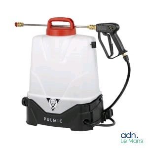 a close up of a white and red sprayer on a white background