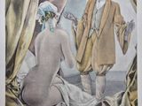 une image représentant un tableau où l'on voit un homme et une femme assis sur un lit