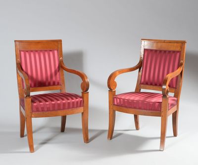 pair of mahogany armchairs with red upholstered upholstered upholstered upholstered upholstered upholstered upholstered