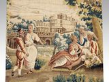 une image représentant une tapisserie sur laquelle figure un groupe de personnes assises par terre