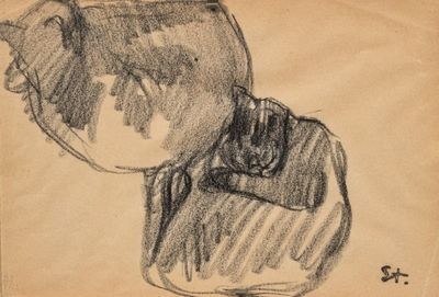 dessin représentant un homme portant un chapeau et un sac sur l'épaule