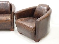 PAIRE DE FAUTEUILS club aviateur en cuir brun. (photo 4)