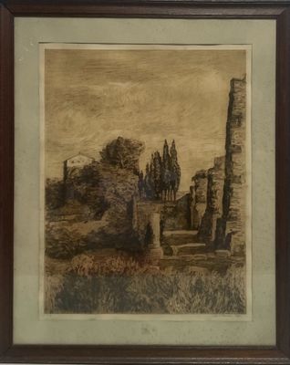 une image représentant un tableau d'un château dans un champ