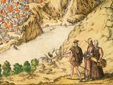illustration of a map of a city with a river running through it