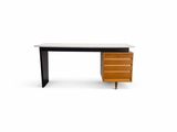 an image of a desk with a drawer underneath it on a white surface