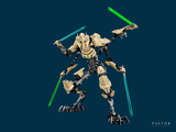 a lego star wars action figure with two lights on