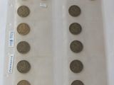 a lot of coins in a plastic bag on a table