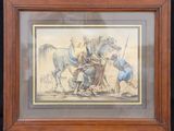 an image of a painting of a man on a horse being led by a man on a horse