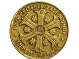 an image of a gold coin with a cross on it