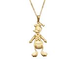 un collier en or jaune orné d'un personnage de dessin animé