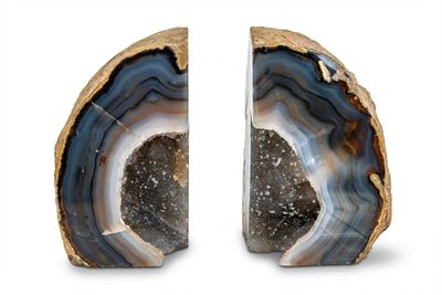 Paire de serres-livre en agate poli