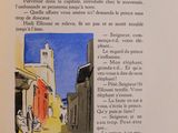 illustration of an open book with a picture of a person walking down a street