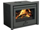 a close up of a stove with a fire inside of it