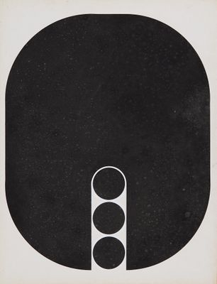 un dessin en noir et blanc représentant un cercle sur lequel figurent trois autres cercles